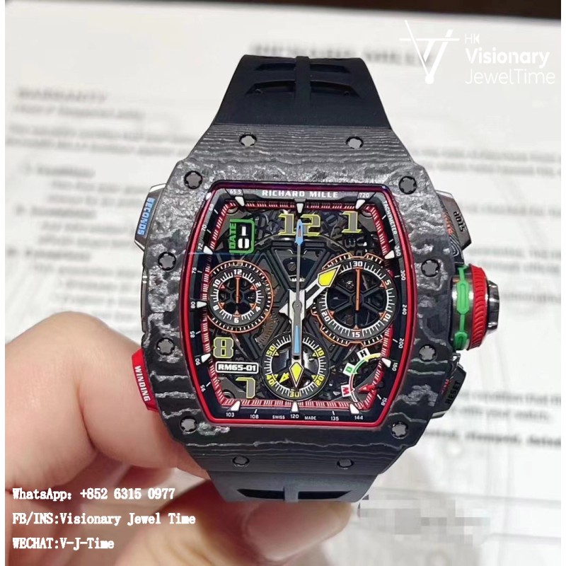 Richard Mille Men's RM 65-01 Black Carbon TPT Carbon Fiber Watch 2023 Complete New Unused